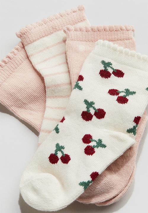 H&M - 4-Pack socks - light pink & patterned 