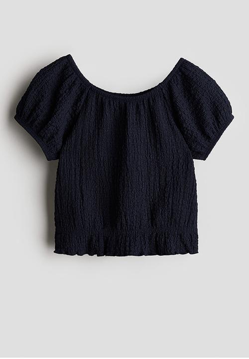 H&M - Puff-sleeved top - navy blue