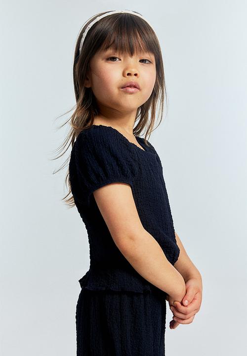 H&M - Puff-sleeved top - navy blue