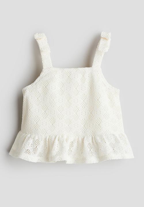 H&M - Bow-detail peplum top - white