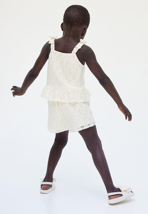 H&M - Bow-detail peplum top - white