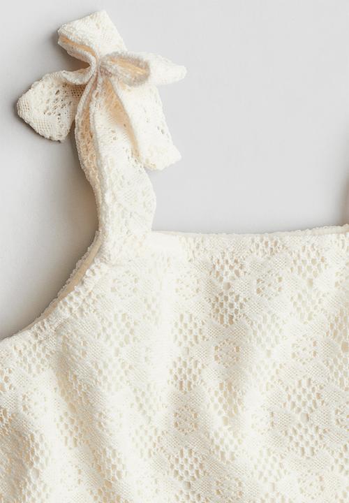 H&M - Bow-detail peplum top - white