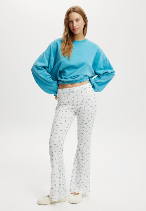 Cotton On - Waffle Sleep Flare Pant - Juliet Ditsy White