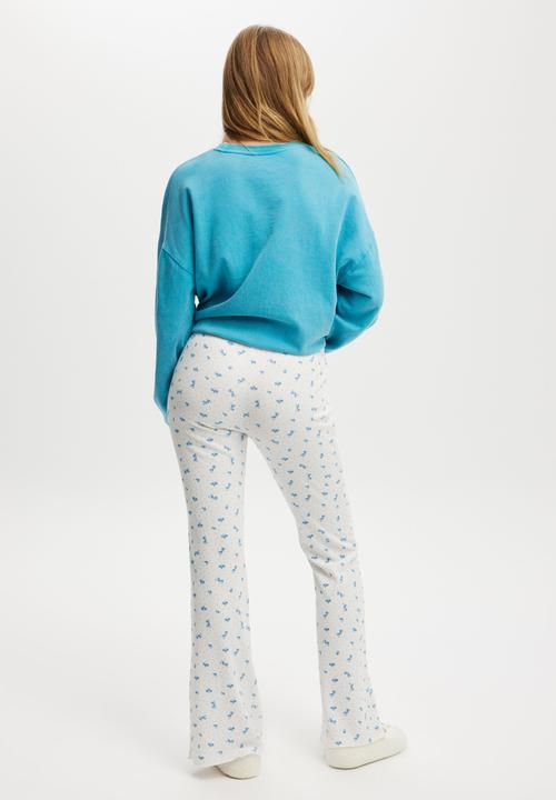 Cotton On - Waffle Sleep Flare Pant - Juliet Ditsy White