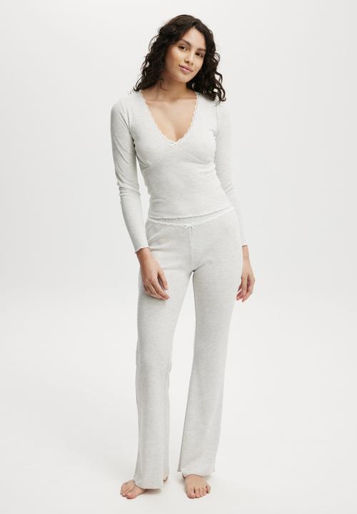 Cotton On - Waffle Sleep Flare Pant - Light Grey Marle