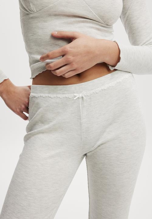 Cotton On - Waffle Sleep Flare Pant - Light Grey Marle