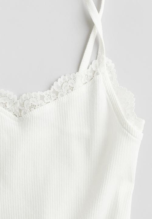 H&M - Lace-trimmed vest top - white