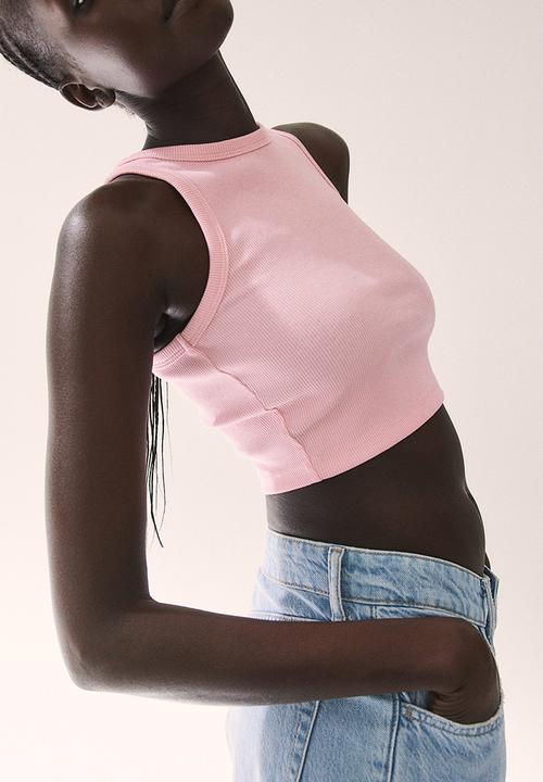 H&M - Cropped vest top - light pink