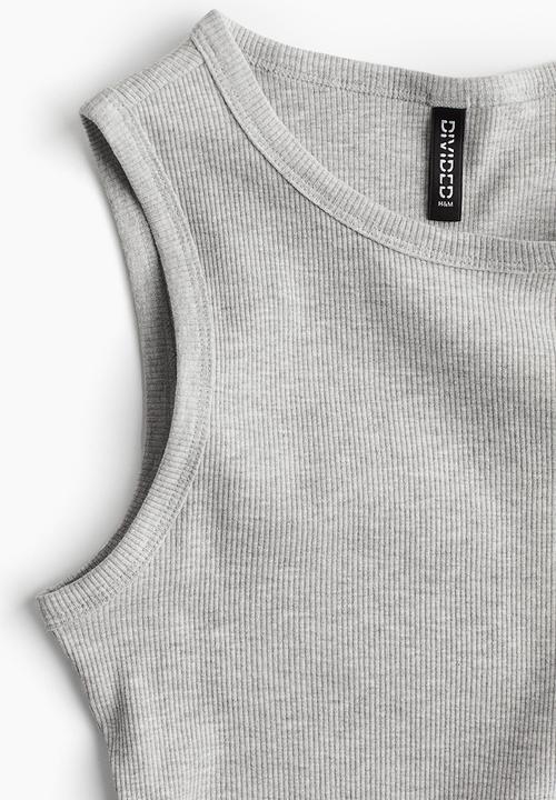 H&M - Ribbed bodycon dress - light grey marl