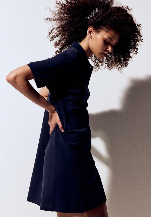 H&M - Collared cotton piqué dress - dark blue