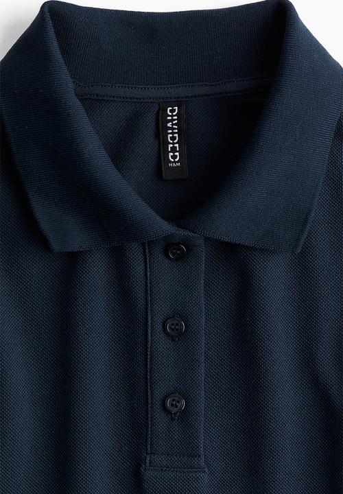 H&M - Collared cotton piqué dress - dark blue
