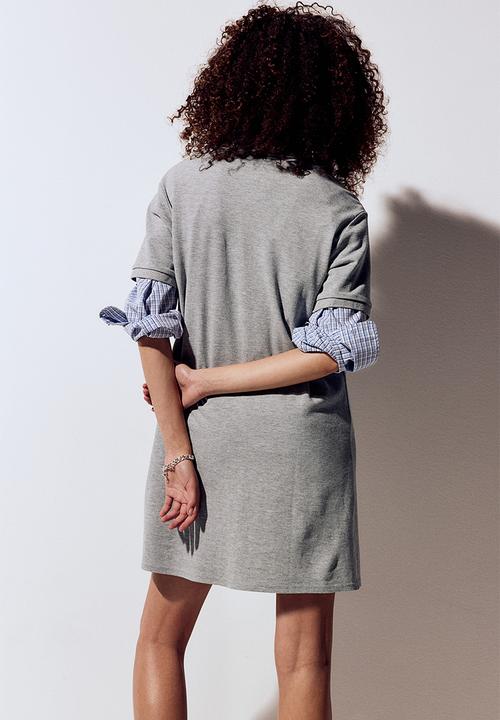 H&M - Collared cotton piqué dress - light grey marl