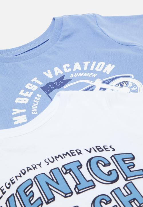Pop Candy - 2 pack graphic tee - blue & white