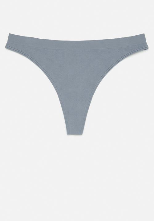 H&M - 2-Pack seamless thong briefs - grey