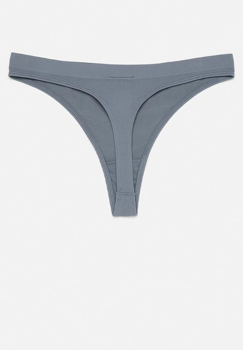 H&M - 2-Pack seamless thong briefs - grey