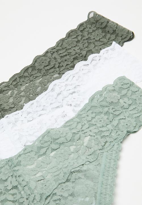 H&M - 3-Pack lace thong briefs - multi