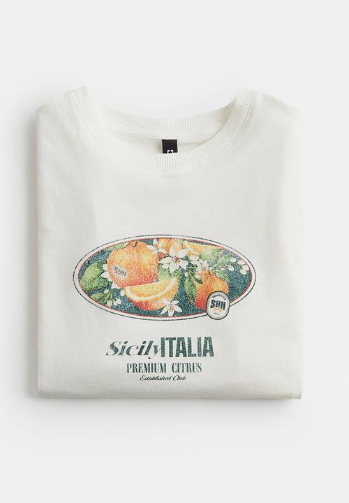 H&M - Printed t-shirt - cream oranges