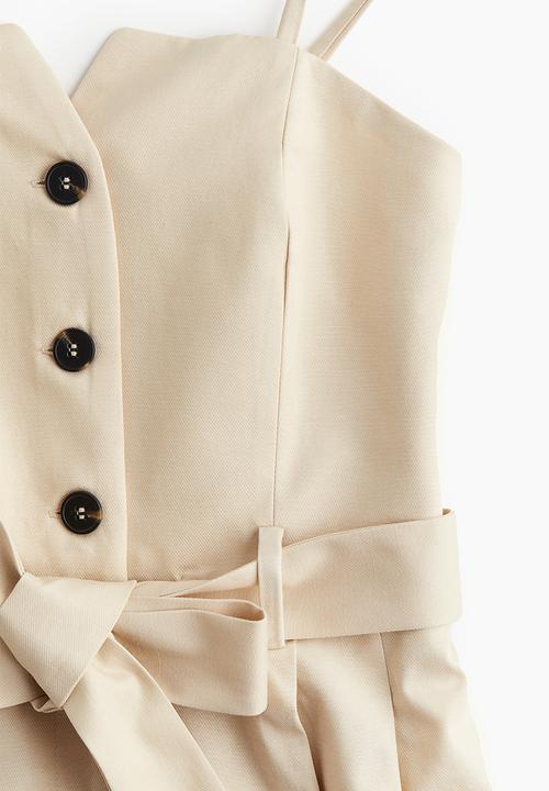 H&M - Tie-belt bandeau jumpsuit - light beige