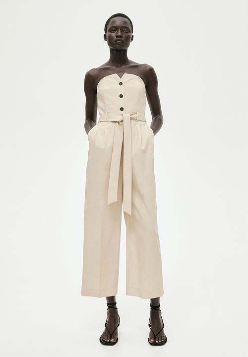 Tie belt bandeau jumpsuit light beige 1222209002 H M Jumpsuits Playsuits Superbalist