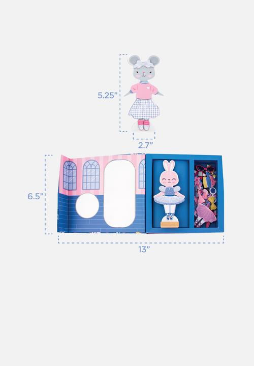 Stephen Joseph - Magnetic dress up doll bunny and mouse  - multi