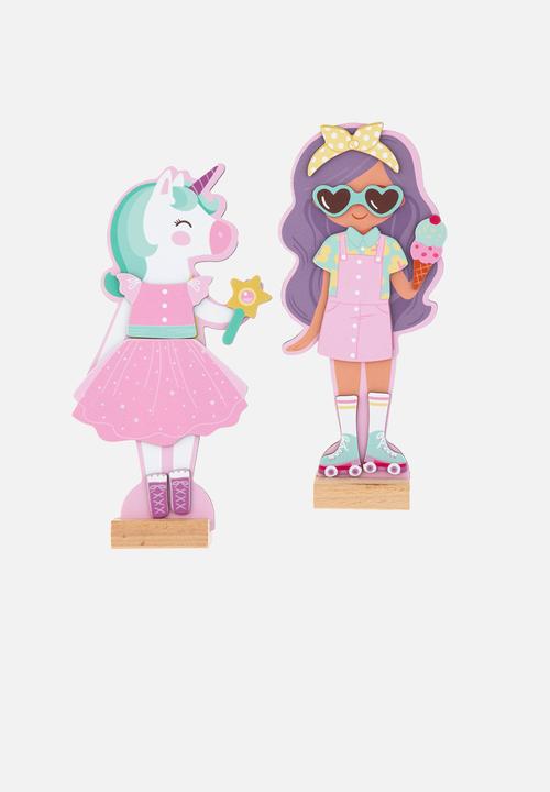 Stephen Joseph - Magnetic dress up doll unicorn and princess  - multi