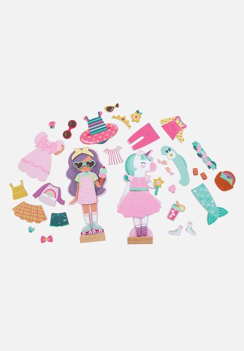 Stephen Joseph - Magnetic dress up doll unicorn and princess  - multi