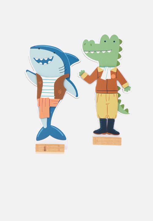 Stephen Joseph - Magnetic dress up doll shark and gator  - multi