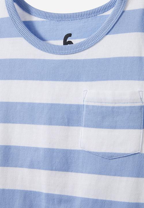 Cotton On - The essential tank - white/dusk blue stripe