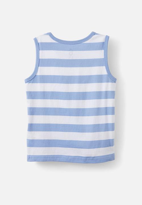 Cotton On - The essential tank - white/dusk blue stripe