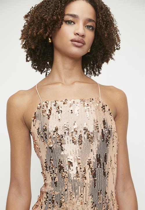 SISSY BOY - High neck mini dress with low back - gold