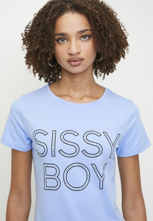 SISSY BOY - Izzie: Regular Fit Multi-Technique Logo Top - Cornflower