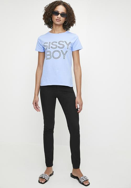 SISSY BOY - Izzie: Regular Fit Multi-Technique Logo Top - Cornflower