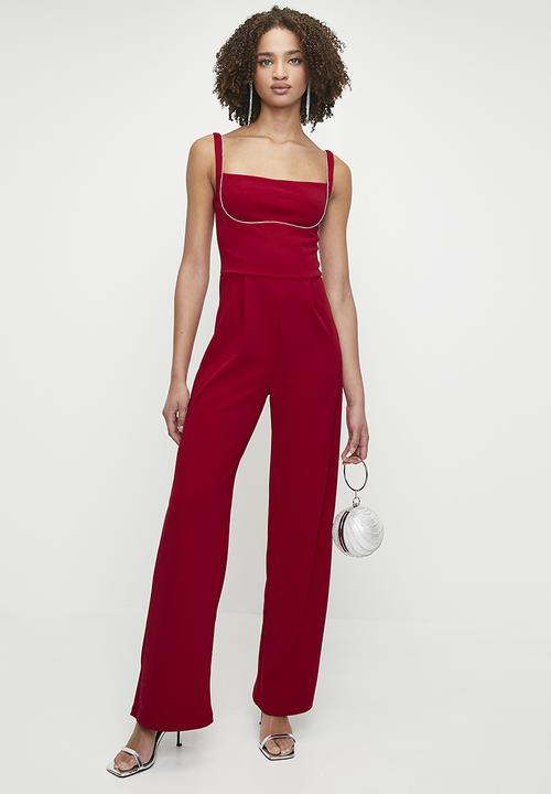 SISSY BOY - So demanding:jumpsuit with an underbust cutline - deep red