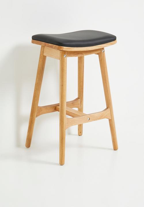 Sixth Floor - Carter wooden counter stool with PU seat - Natural