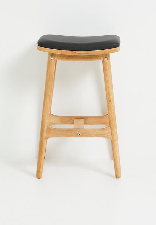 Sixth Floor - Carter wooden counter stool with PU seat - Natural