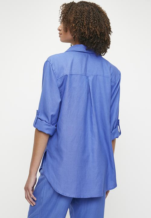 Me&B - Linen one pocket shirt - marine