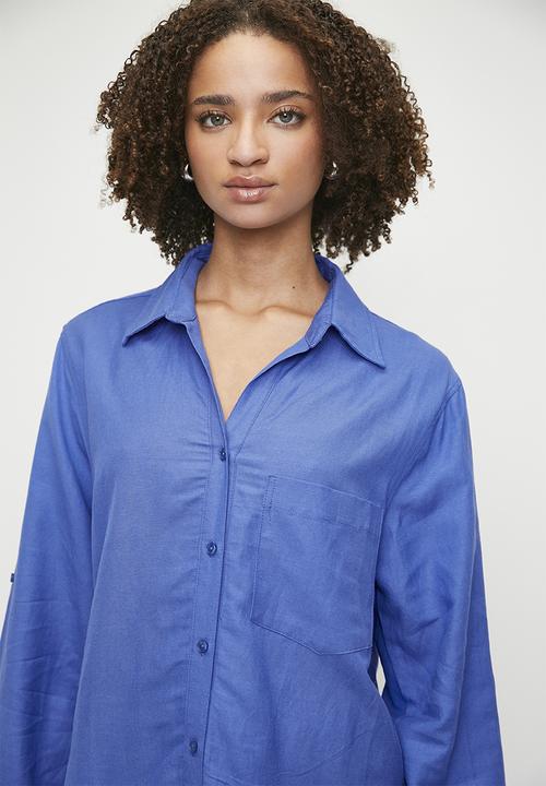 Me&B - Linen one pocket shirt - marine