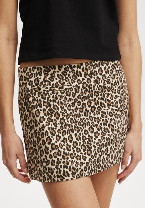 Cotton On - Sienna Linen Cotton Mini Skirt - Leopard