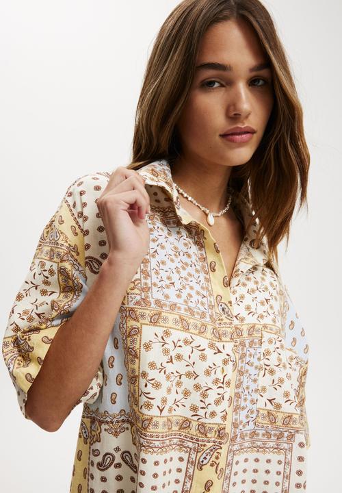 Cotton On - Haven Short Sleeve Shirt - Limo Bandana Lemon