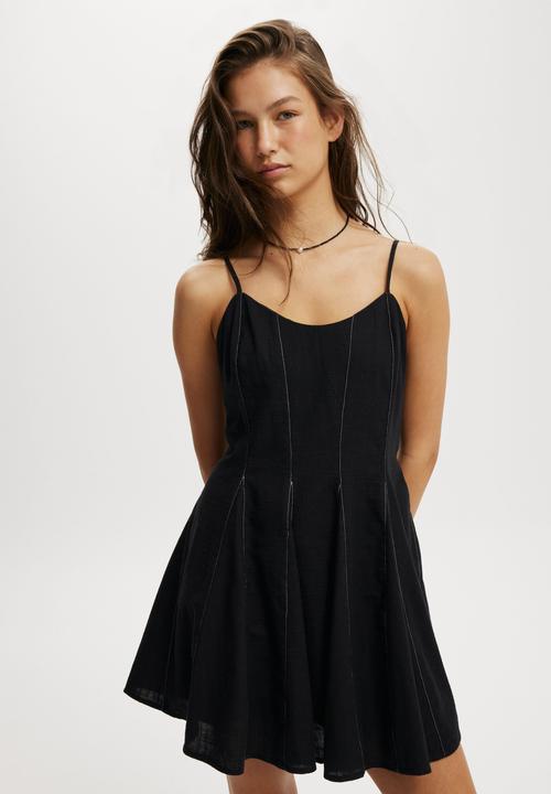 Kelly Godet Hem Mini Dress - Black/White