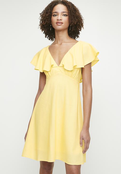 MILLA - Frill Detail Mini Fit & Flare - Butter.