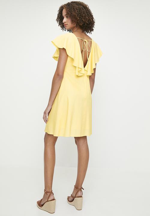 MILLA - Frill Detail Mini Fit & Flare - Butter.