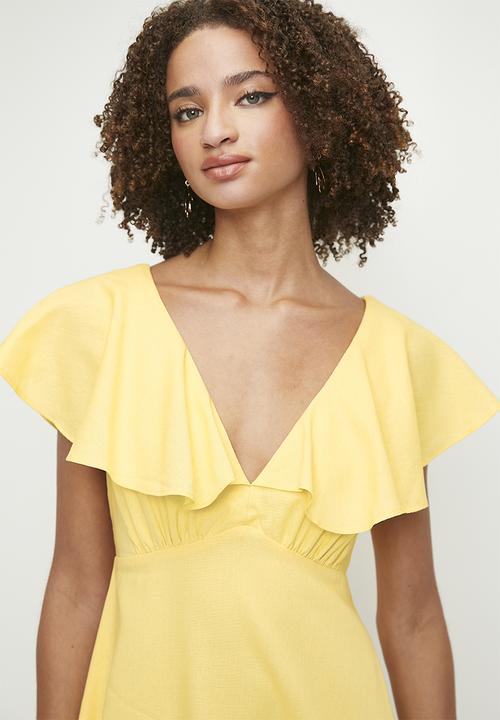 MILLA - Frill Detail Mini Fit & Flare - Butter.