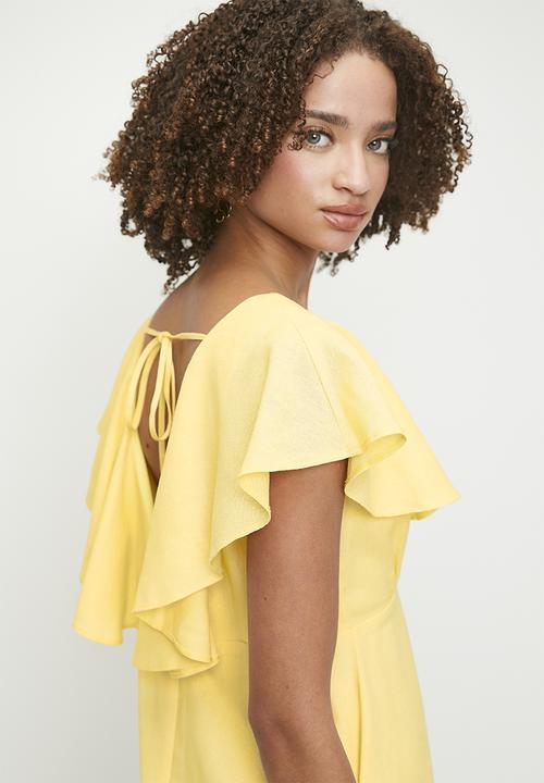MILLA - Frill Detail Mini Fit & Flare - Butter.