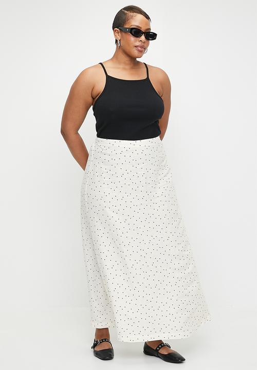 Cotton On - Plus Haven Maxi A-Line Skirt - Polka Dot Gardenia