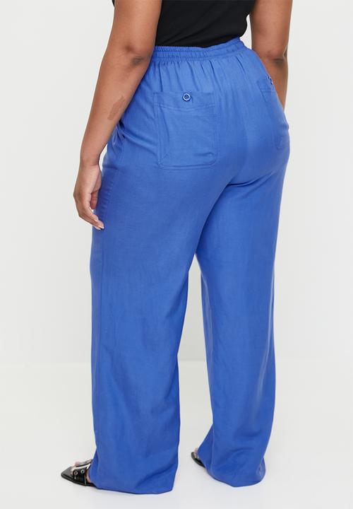 Me&B - Plus straight leg linen pants - marine