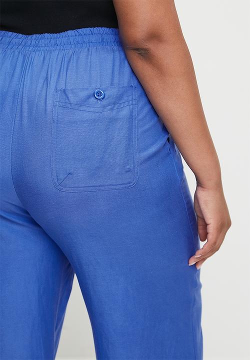 Me&B - Plus straight leg linen pants - marine