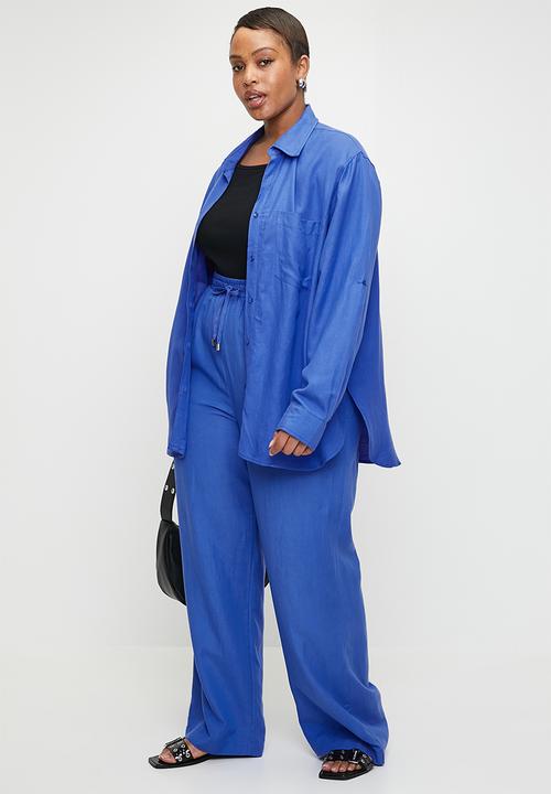 Me&B - Plus straight leg linen pants - marine