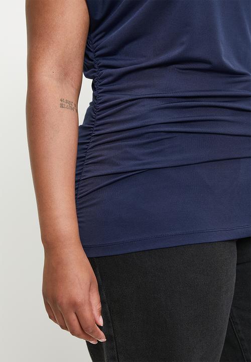 Superbalist - Power shoulder ruched detail tee - navy