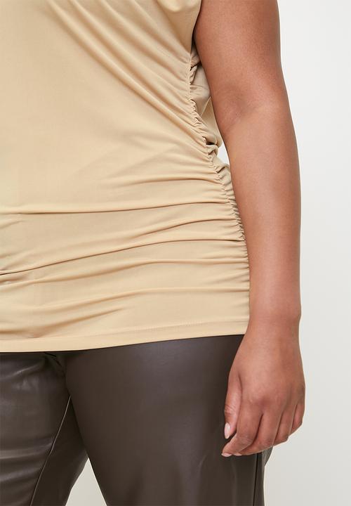 Superbalist - Power shoulder ruched detail tee - stone